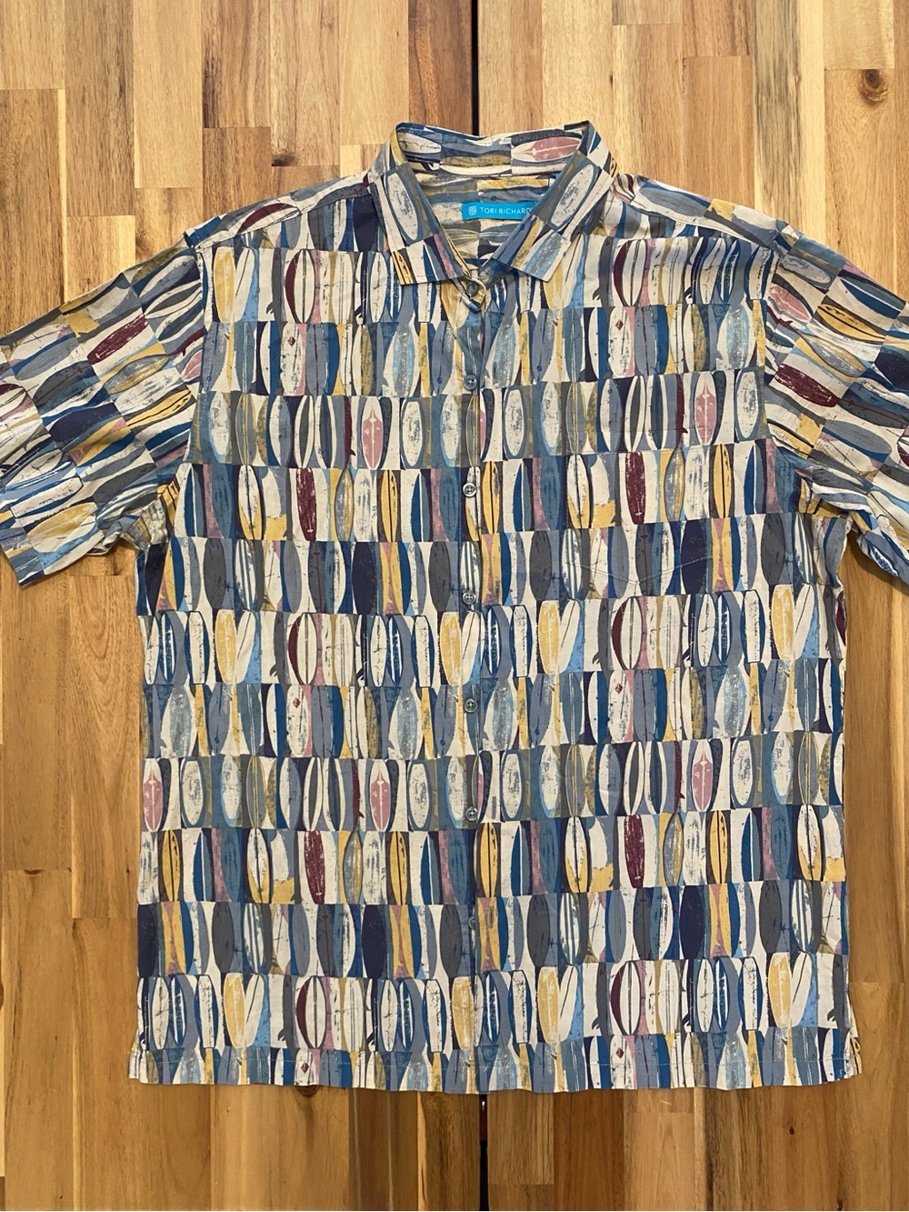 Tommy Bahama Short-Sleeve Surfboard Print Shirt - Blue, Yellow, Red